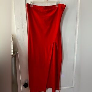 Orange Asymmetrical Maxi Skirt